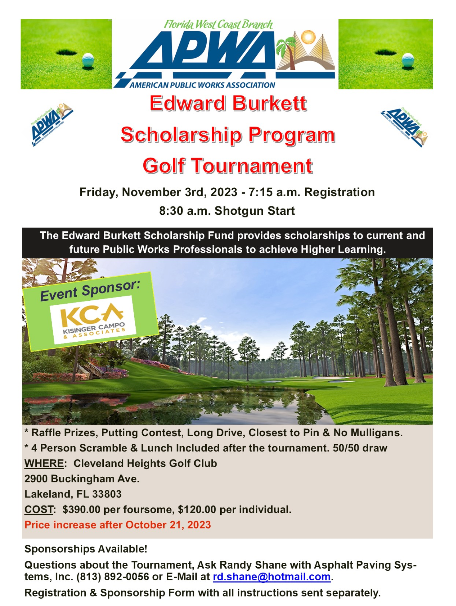 APWA Florida West Coast Branch | Edward Burkett Scholarship Program Golf Tournament Image