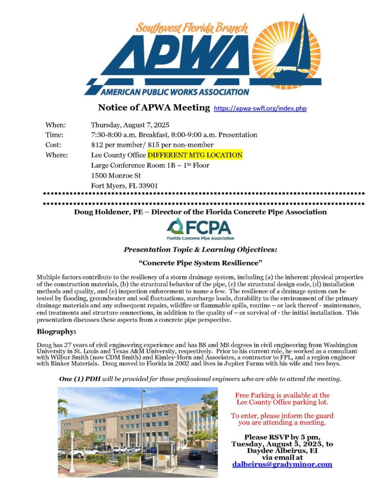 SWFL APWA Breakfast Meeting – APWA Florida Chapter