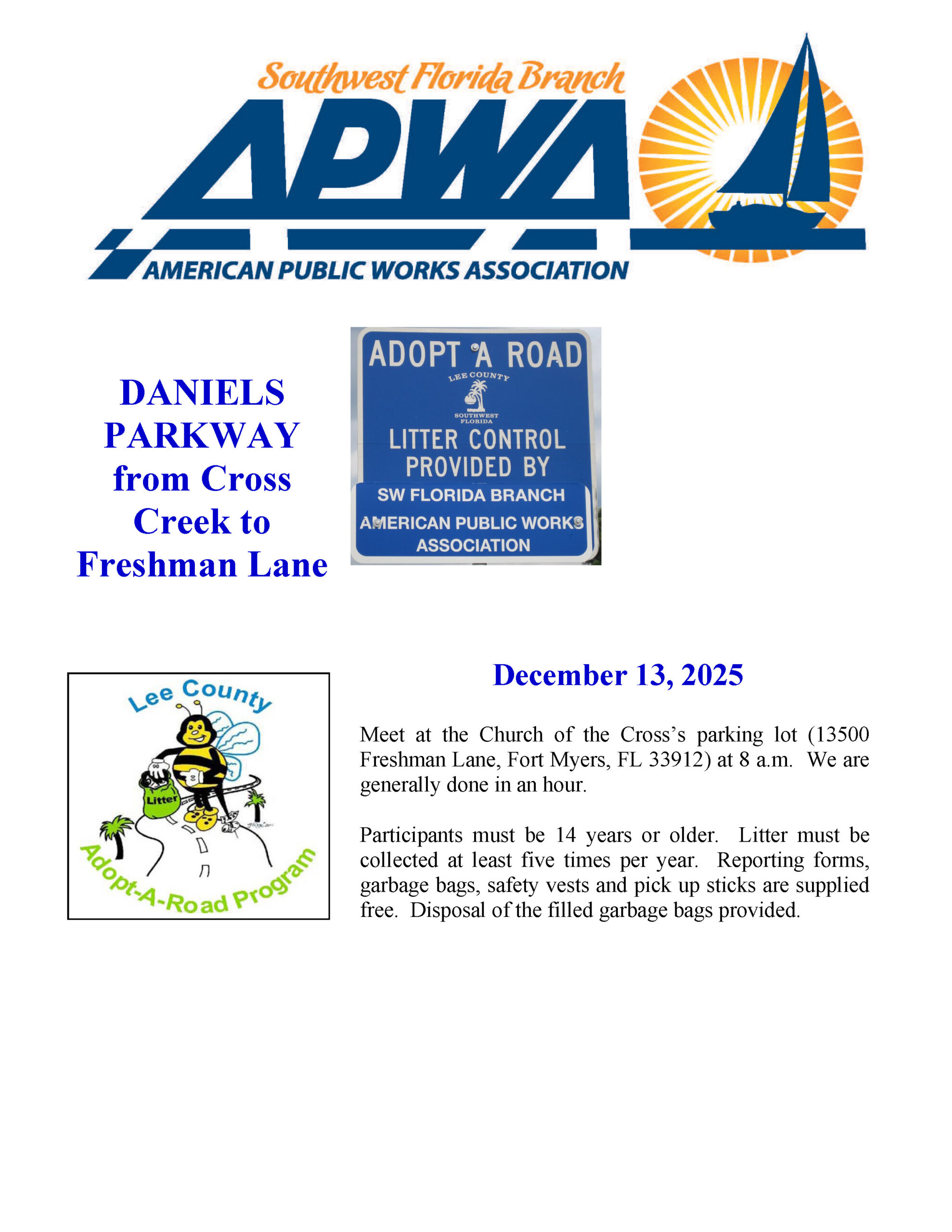 APWA Southwest Branch Adopt-a-Road Event – APWA Florida Chapter